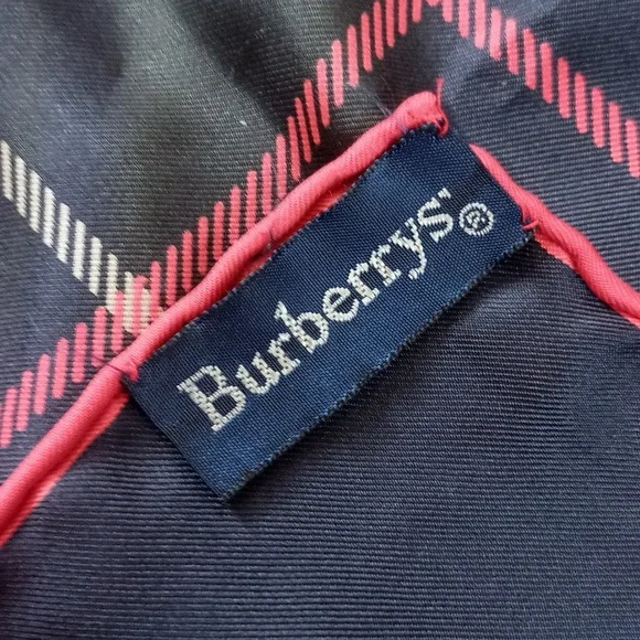 Vintage Burberrys Silk Scarf Knight Logo Blue/Red - Picture 3 of 5
